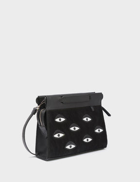 Vali Crossbody Small Leather Bag - Eyes Applique Adjustable Handle