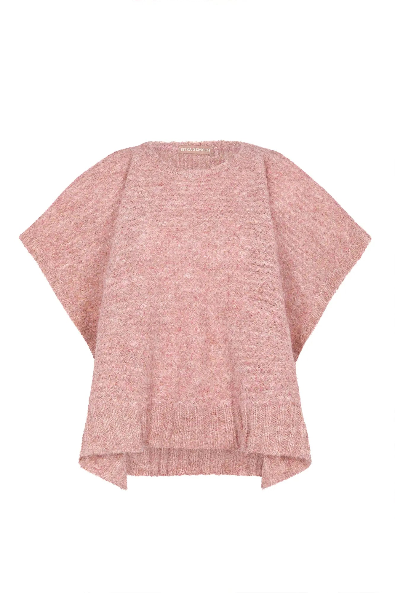 Chelsea Openwork Alpaca Poncho | Rose Melange