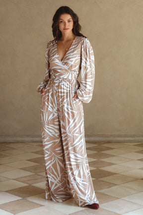 Luna Convertible Jumpsuit - Beige Fern