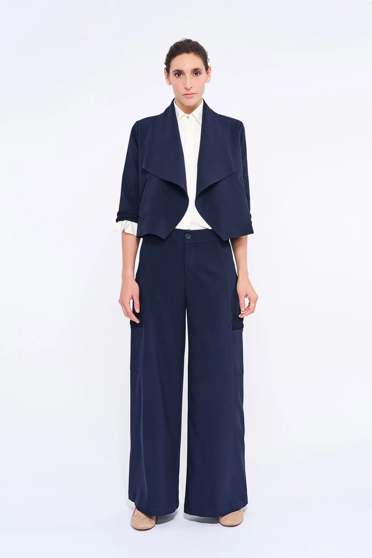 Daysi Draped Lapel Jacket | Navy