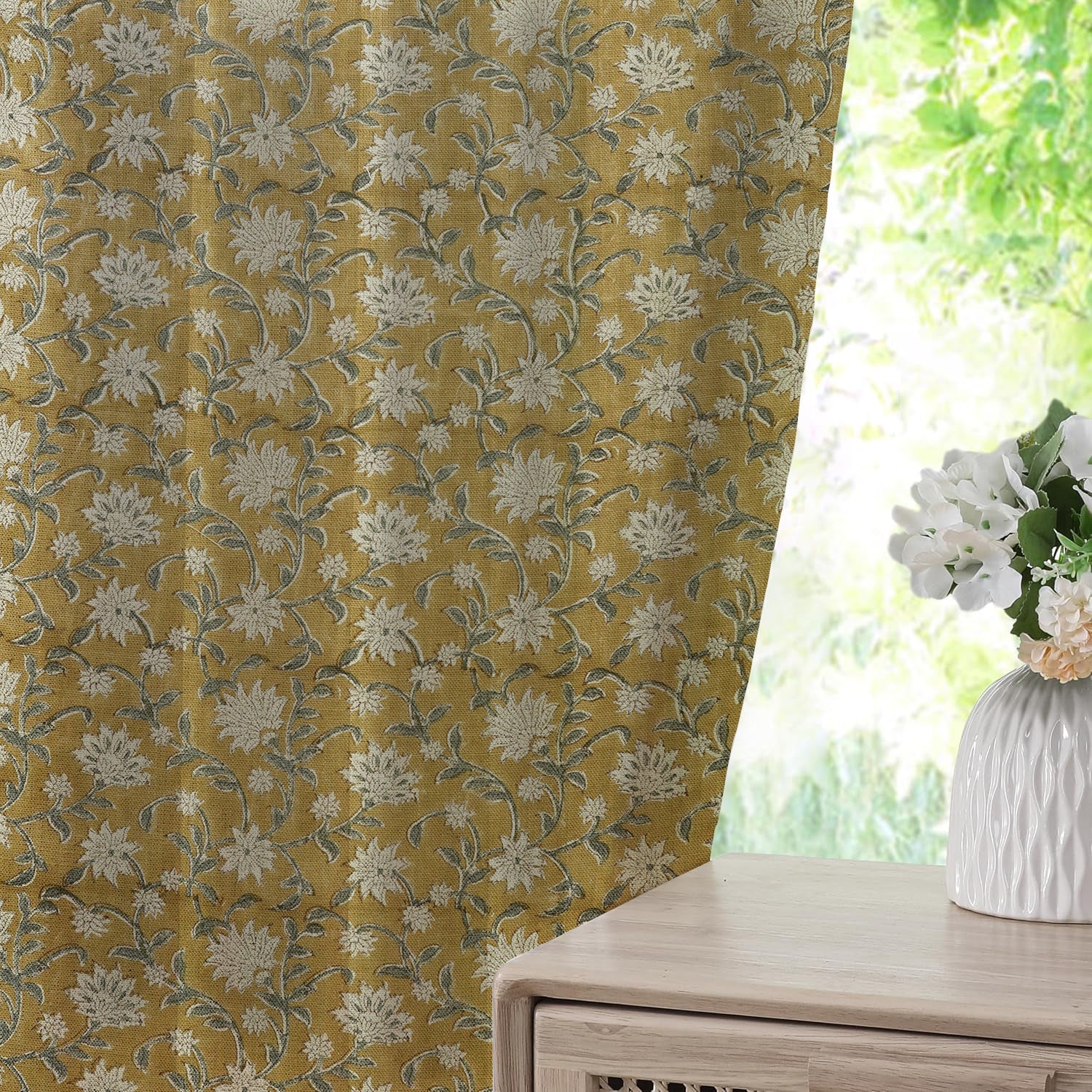 Traditional Block Print Thick Linen Pleated Window -aradhana