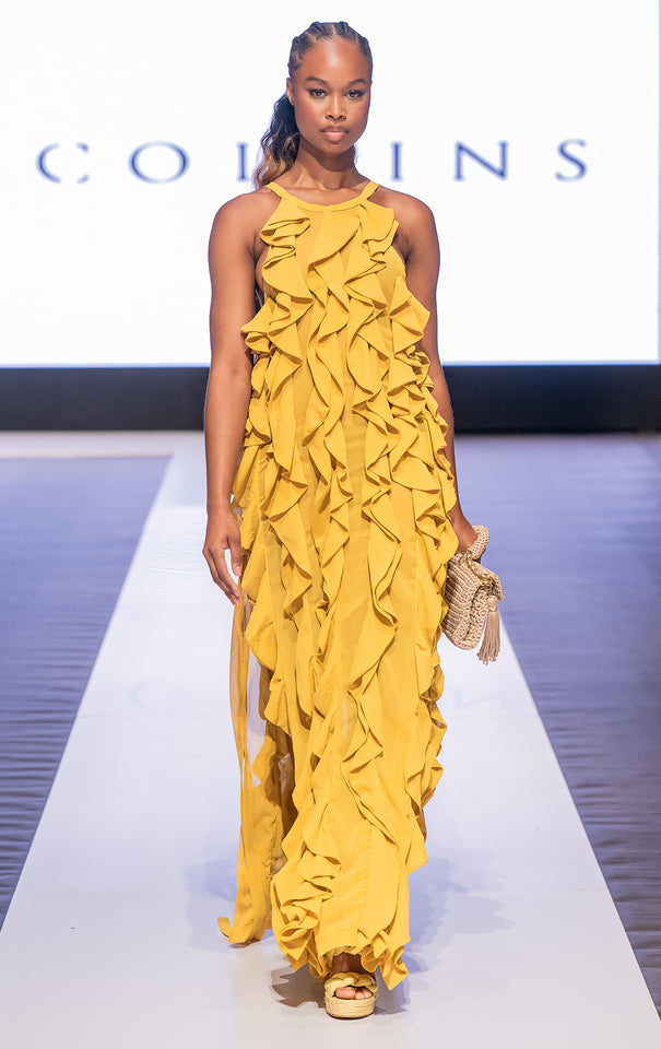 Golden Tide Ruffle Gown - Chuks Collins Sizzle Resort Drop 1