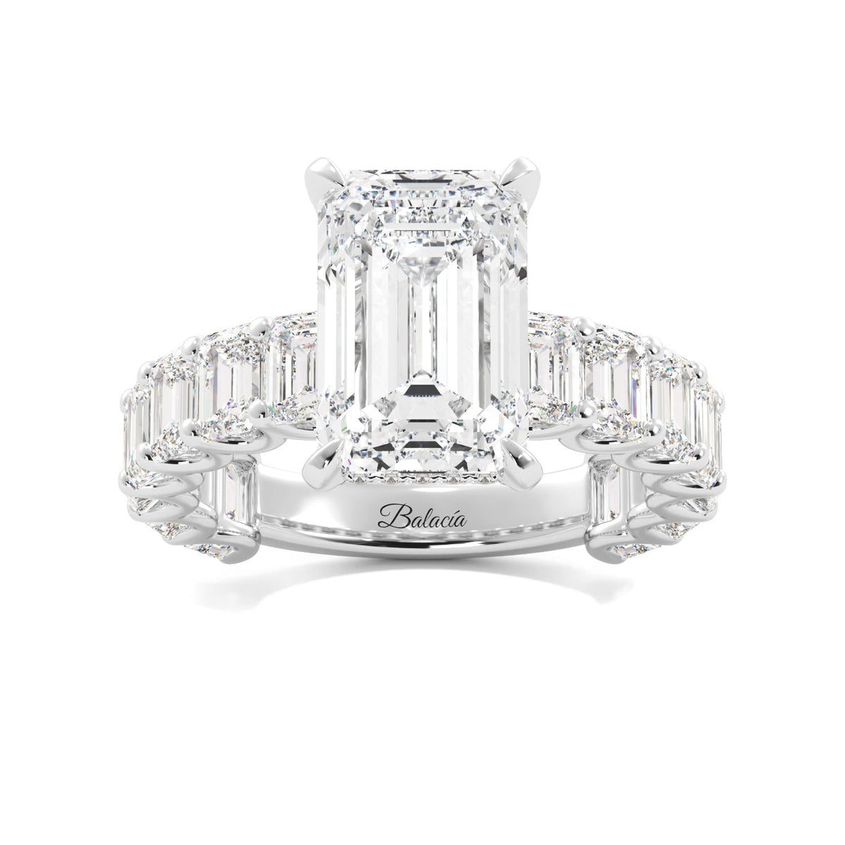 Emerald Cut Engagement Ring With Emerald Cut Side Diamonds