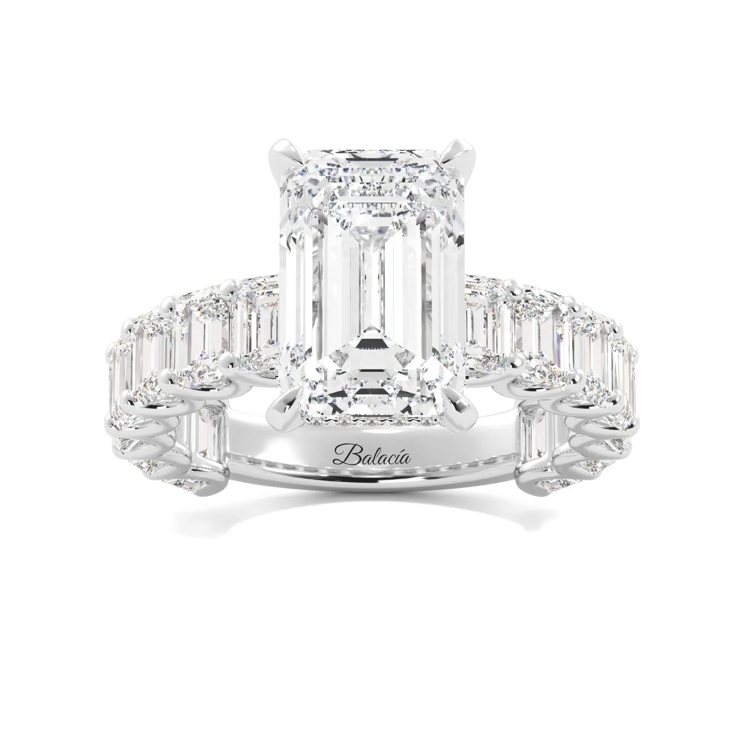 Emerald Cut Engagement Ring With Emerald Cut Side Diamonds
