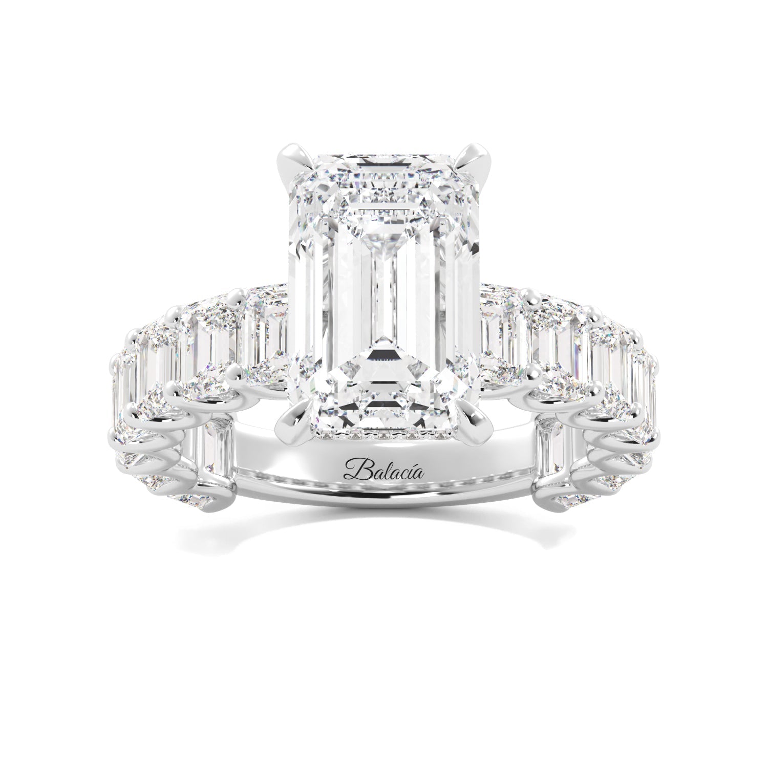 Emerald Cut Engagement Ring With Emerald Cut Side Diamonds