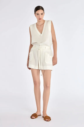 Lira Belted Linen Blend Short | Off White