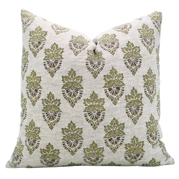 Bohemian Block Printed Desgin Viscose Linen Cushion Cover - Samraat