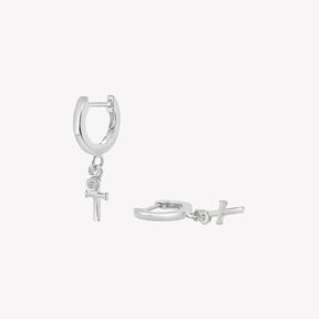 Calvary Cross Huggie Hoop Earrings