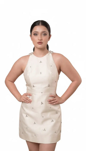 Starlight Embellished Mini Dress - Ivory