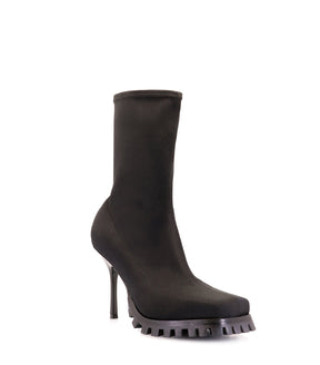 Sleek Black High-Top Booties Mullet