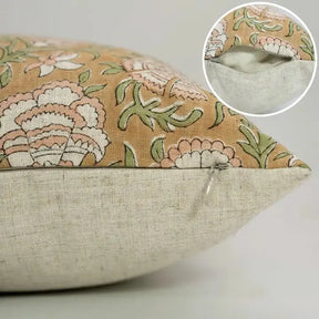 Elegant Hand Block Pinted Viscose Linen Pillow Cover - Sonakshi