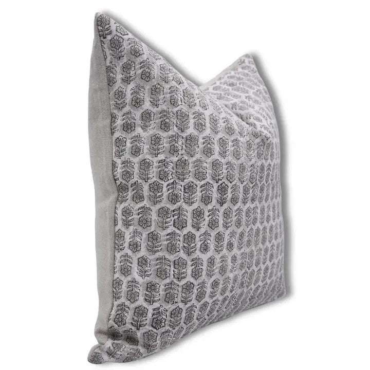 Block Print Thick Linen Boho Décor Cushion Cover- Tulsi Buti