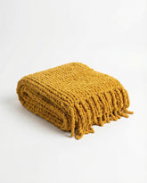 Chunky Chenille Knit Blanket With Fringe