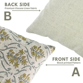 Natural Hand Block Printed Viscose Linen Pillow Cover - Vishal Pushp