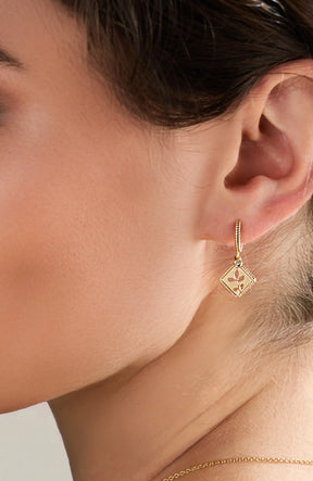 Olive Leaf Hoop Earrings