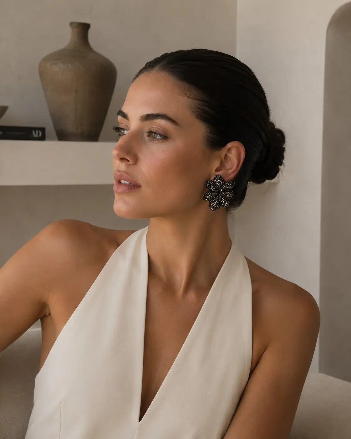 Red Sarina Embroidered Earrings