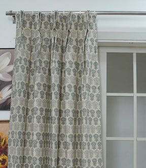Surajmuki Artisan Floral Block Print Linen Curtains