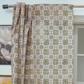 Handcarfted Block Print Boho Linen Curtain Farmhouse Home Decor - Chakravyu