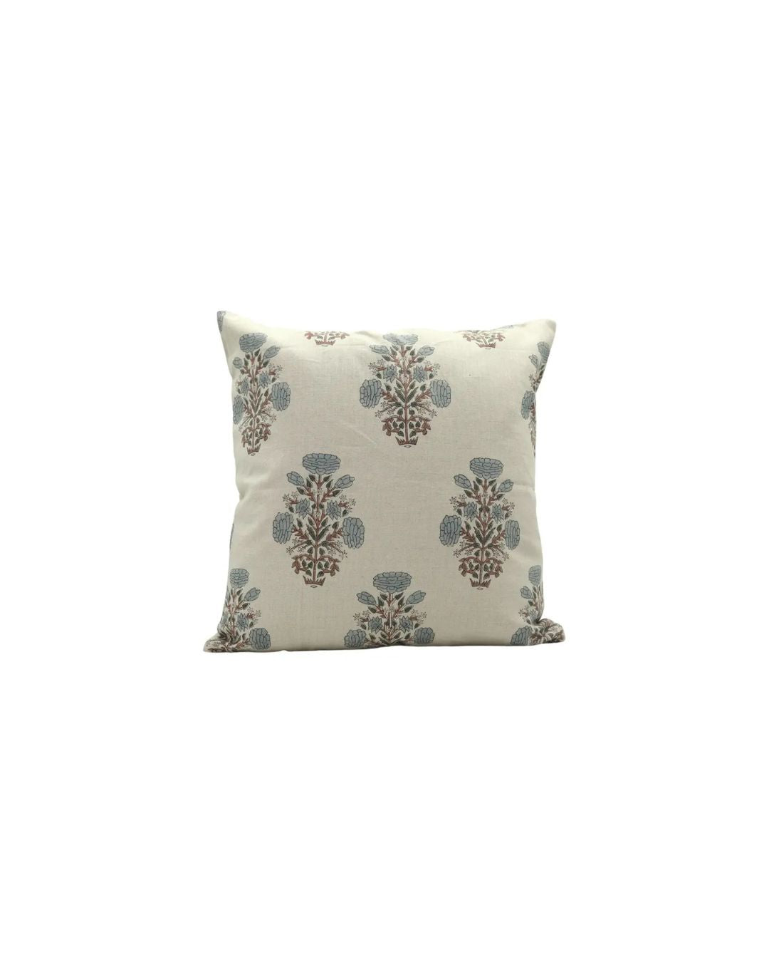 Floral Handmade Stylish Block Printed Pure Linen Cushion Cover - Swadesh