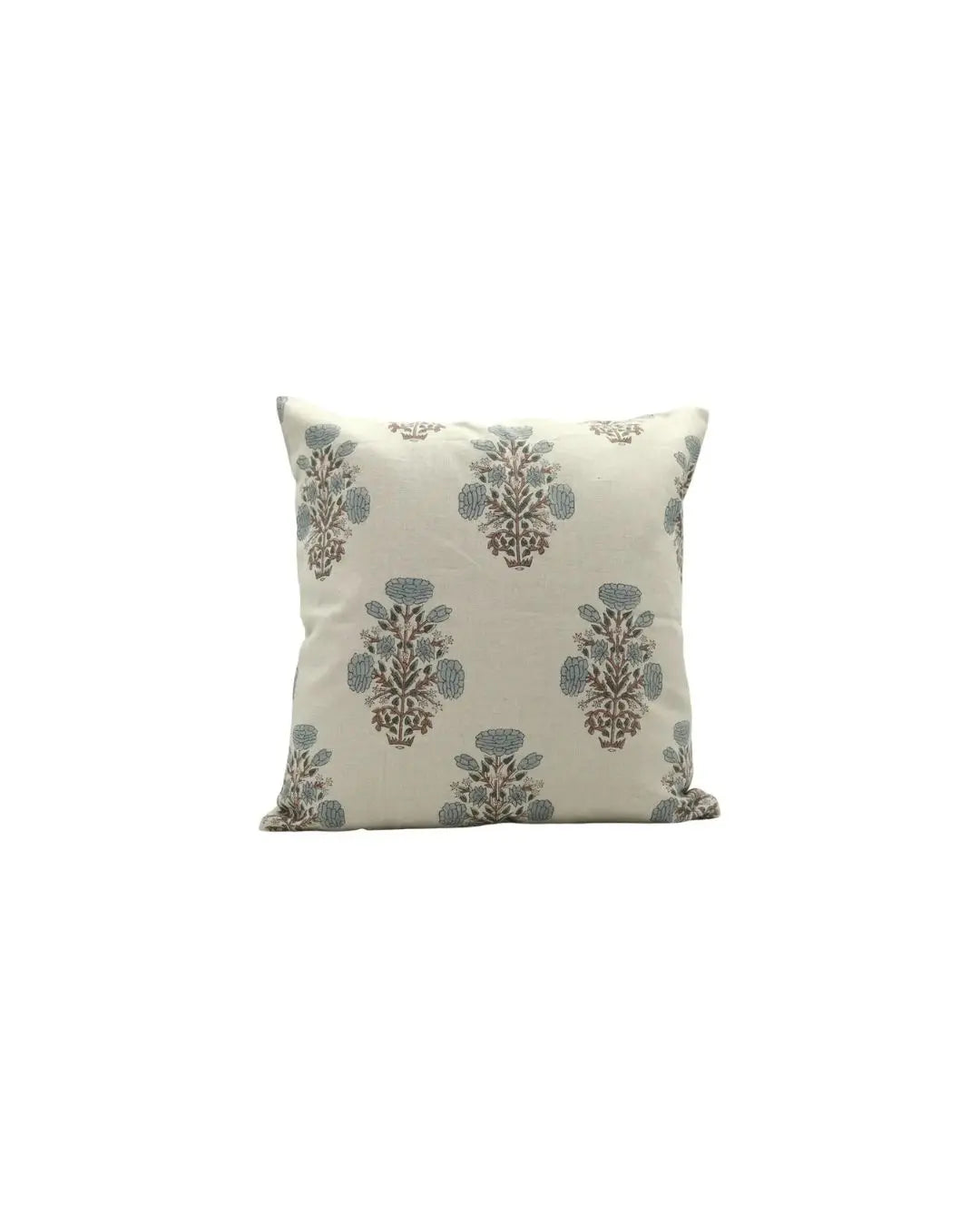Floral Handmade Stylish Block Printed Pure Linen Cushion Cover - Swadesh