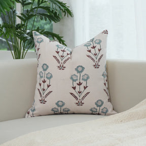 Duck Canvas Hand Block Print Living Cushion Cover - Amitabh