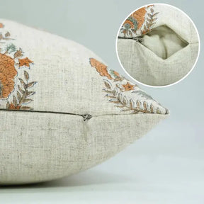 Unique Block Hand-Printed Viscose Linen Pillow Cover- Mohini