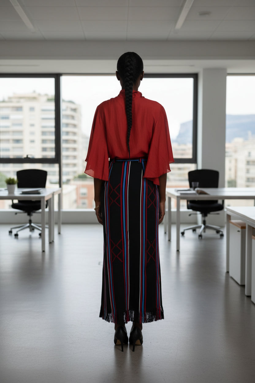 AMINA, Kente pencil skirt with front slit