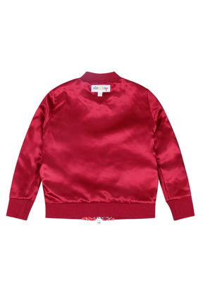 Kids Reversible Zip up Lightweight Bomber Jacket - Red Multicolor