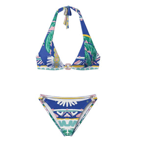 Halter Bikini Blue Palm Top