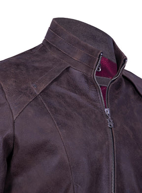 Classic Leather Jacket with Gusseted Shoulders