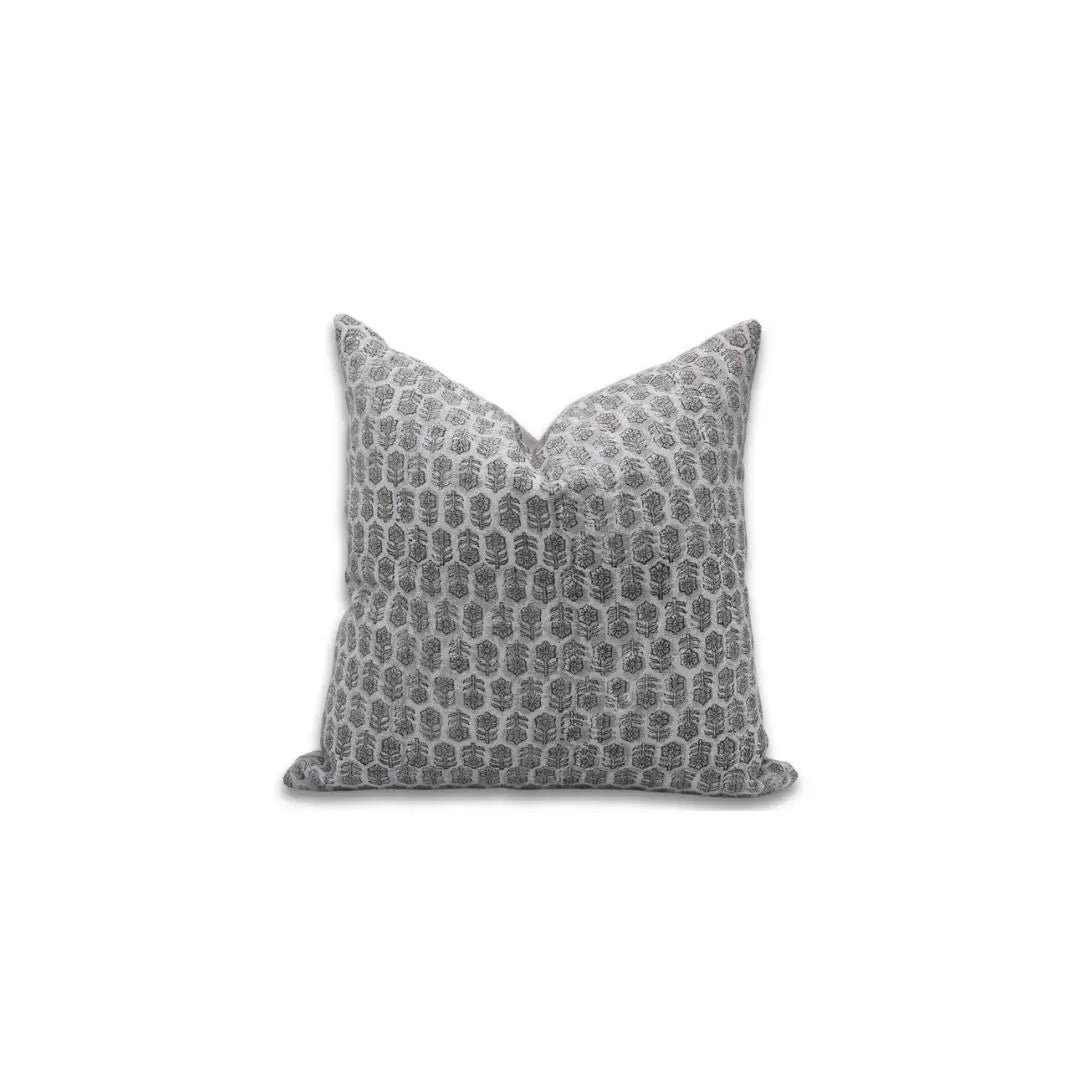 Block Print Thick Linen Boho Décor Cushion Cover- Tulsi Buti