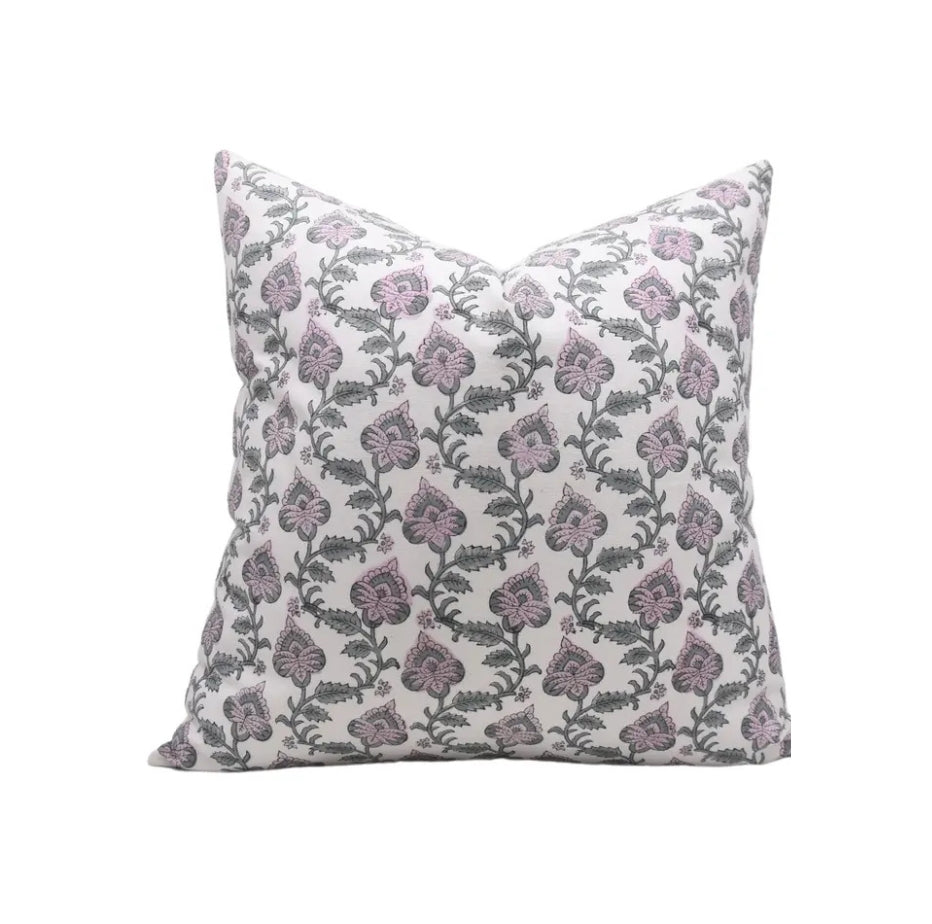 Traditional Hand Block Printed Thick Cotton White Pillow Cover -  Madhubala