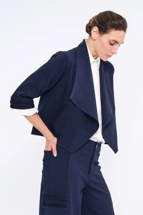 Daysi Draped Lapel Jacket | Navy