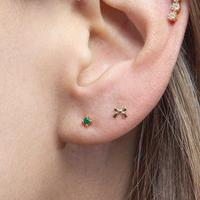 Micro Gold Bow Stud Earring
