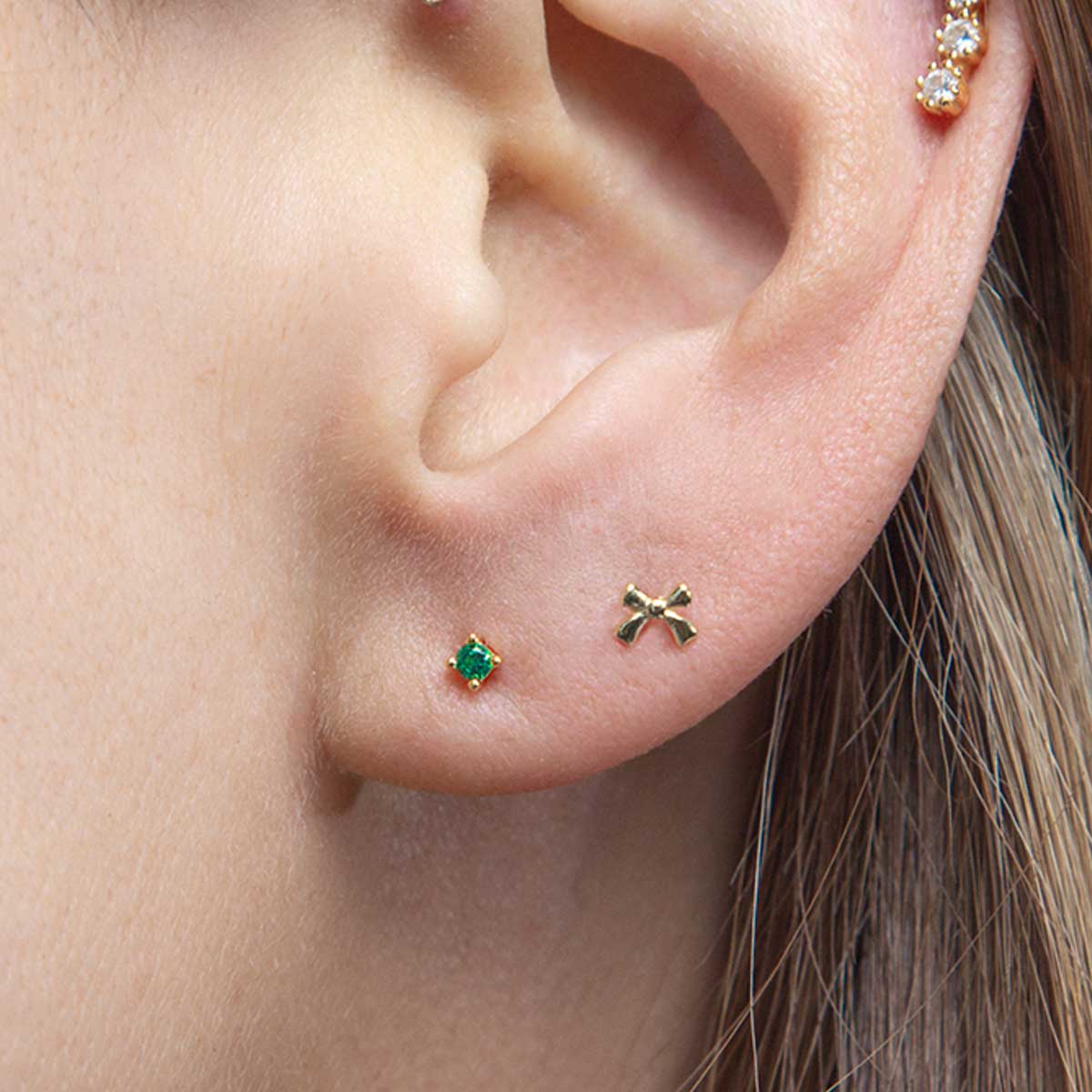 Micro Gold Bow Stud Earring