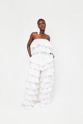 Linen KOKO Ruffle Top in White