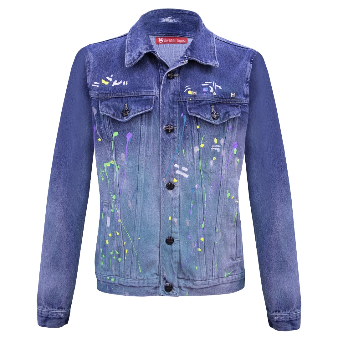 Jean jacket with artistic paint design