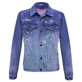 Jean jacket with artistic paint design