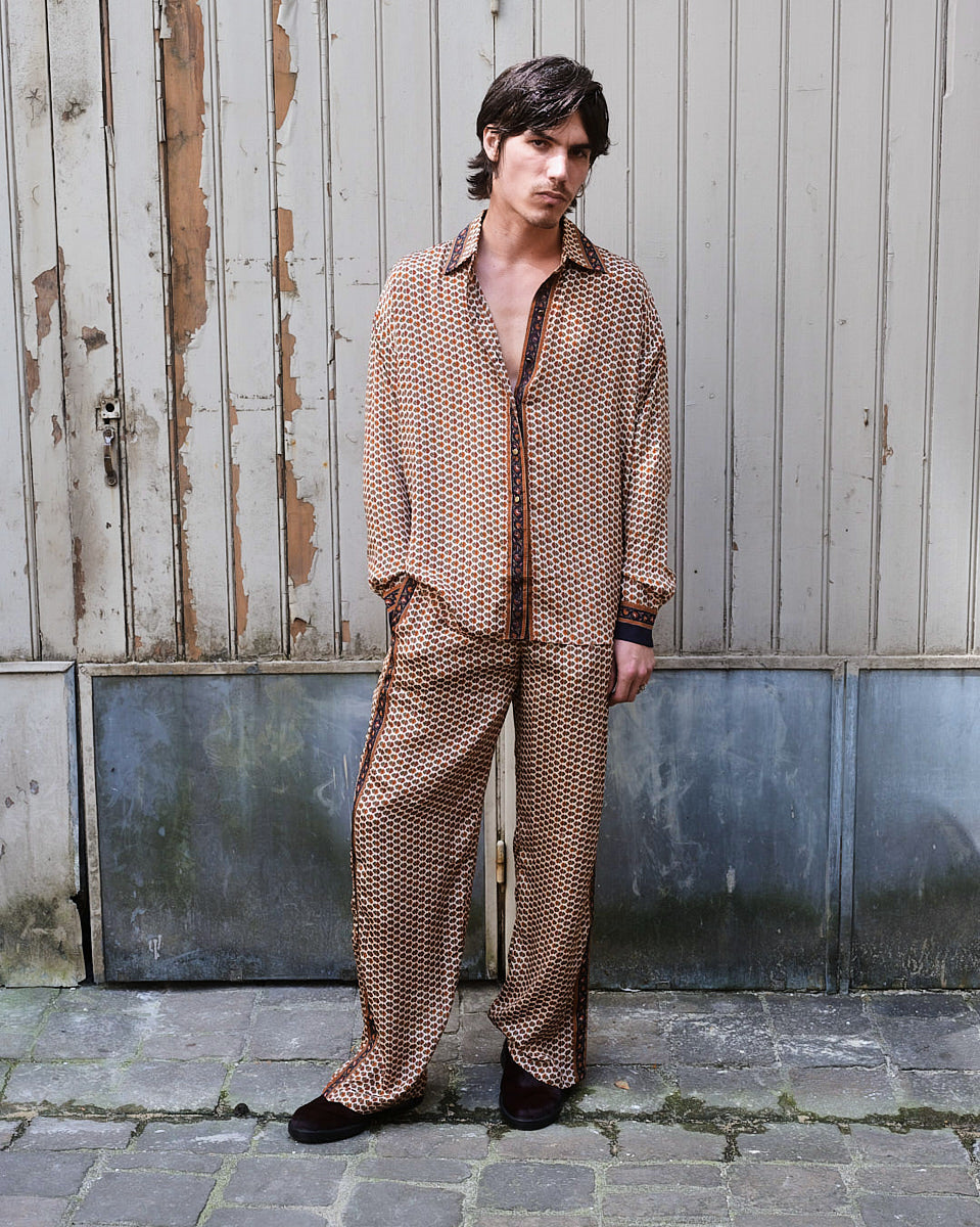 Embossed Botanic Crepe Pant - Copper