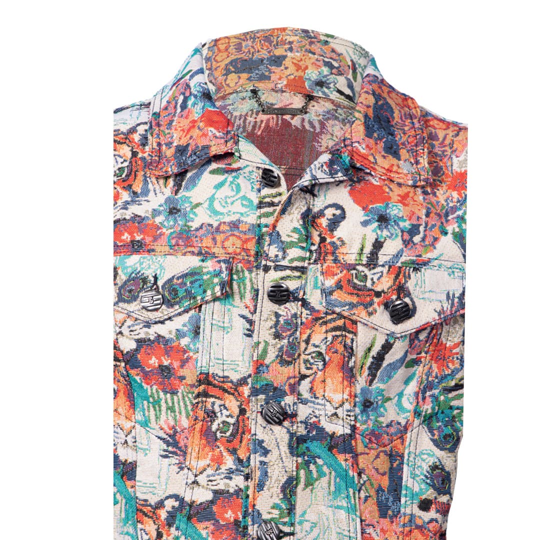 Tiger print denim jacket