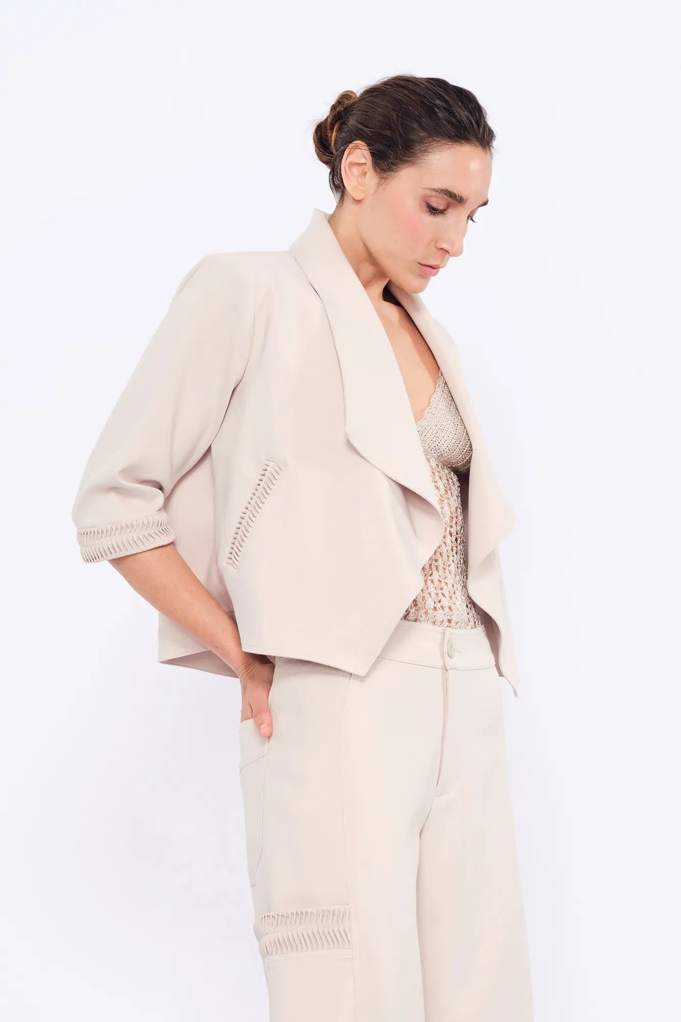 Daysi Draped Lapel Jacket | Ecru