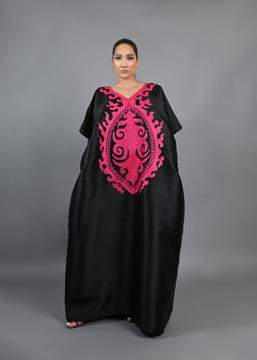 Soso Boubou (black color with pink embroidery) -African maxi dress