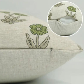 Stylish Floral Design Linen Blend Pillow Cover - Kirti