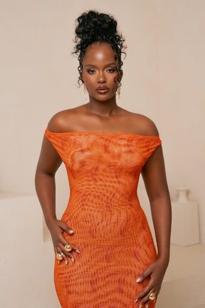 IZA ORANGE COWL MAXI DRESS