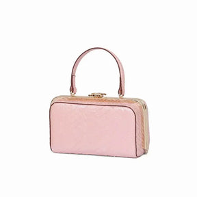 Luxury Pink Snakeskin Leather Mini Handbag