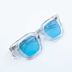 Zid Sunglasses with Clear Frame & Light Blue Lens