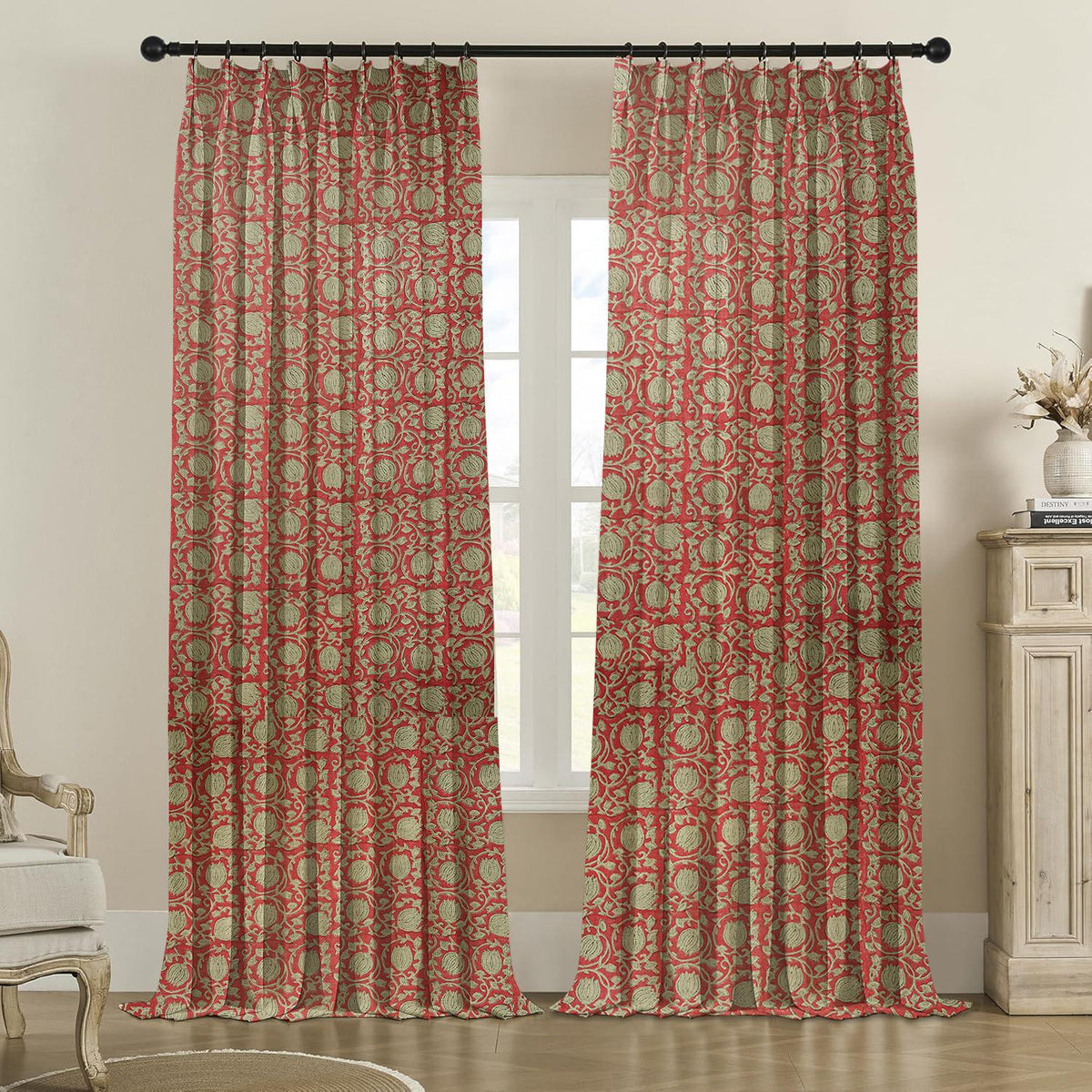 Interior Décor Thick Linen Pleated Curtain - 6 Kamal