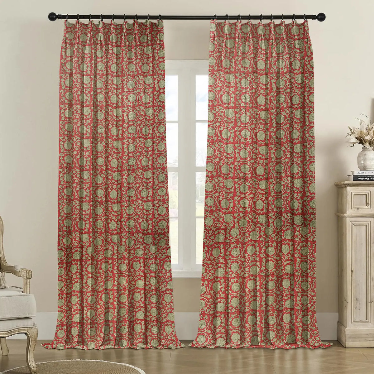 Interior Décor Thick Linen Pleated Curtain - 6 Kamal