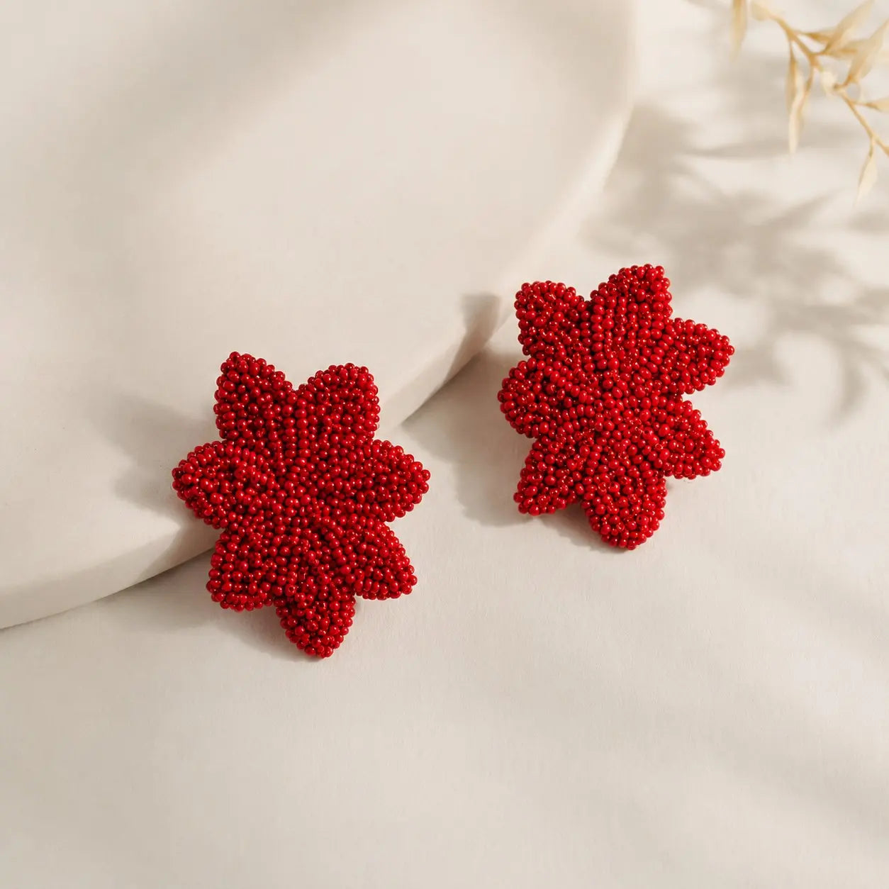Red Sarina Embroidered Earrings