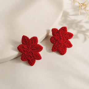 Red Sarina Embroidered Earrings